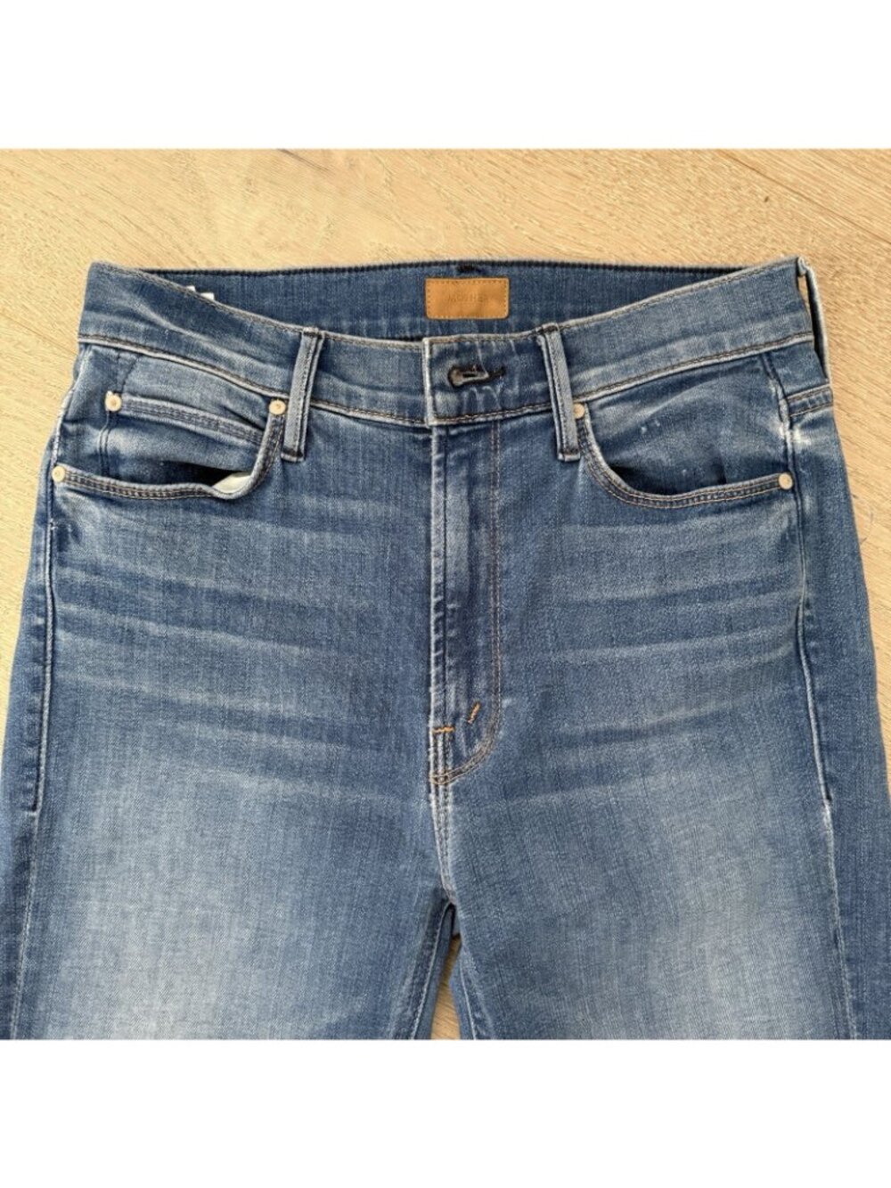 Mother Jeans Size 26 Cropped Raw Hem Blue Denim Cotton Spandex - Picture 2 of 8